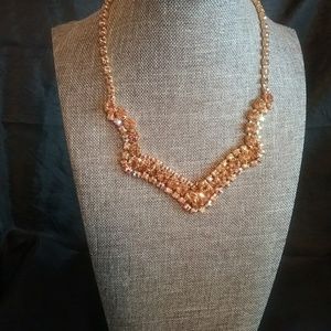Vintage Amber-Aurora Borealis Rhinestone Necklace